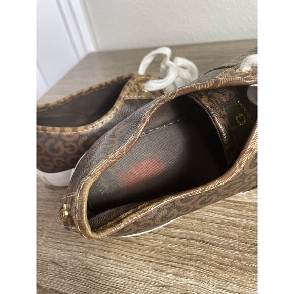 G by GUESS‎ Brown Leopard Print Sneakers Women’s 9.5M Monogram Casual Shoes - Picture 10 of 12